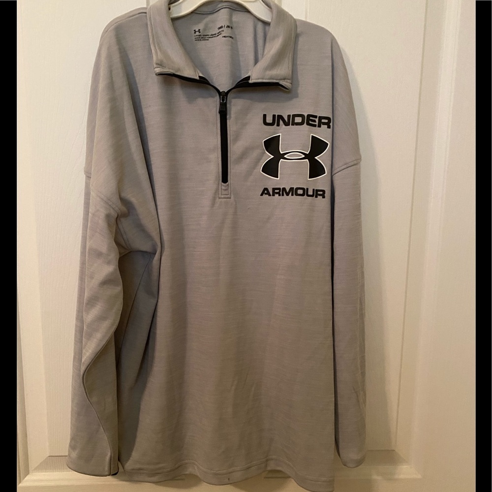 Boys Under Armour 1/4 zip long sleeve top Grey size M like new